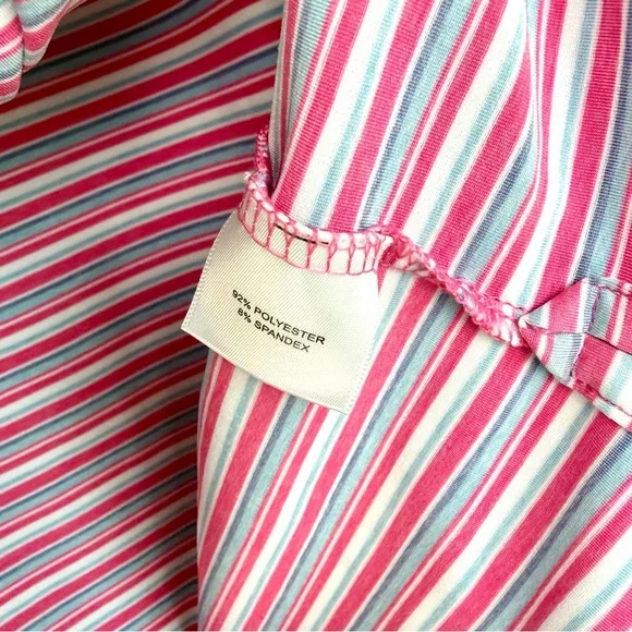 Peter Millar Summer Comfort Golf Polo Men Sz L Blue White Pink Stripe Preppy EUC - Picture 14 of 15